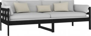 vidaXL vidaXL Łóżko dzienne, czarne, lite drewno sosnowe, 80x200 cm 6