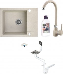 Zlewozmywak Kuchinox Zlewozmywak Granitowy + Bateria + Syfon + Preparat SHIRE 8