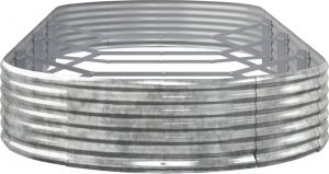 vidaXL Donica ogrodowa, malowana proszkowo stal, 373x140x36 cm srebrna 4