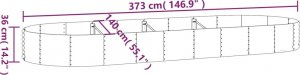 vidaXL Donica ogrodowa, malowana proszkowo stal, 373x140x36 cm srebrna 6