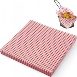 Hendi Papier pergaminowy do przekąsek frytek nadruk KRATKA 500 szt. 306x305 mm - Hendi 678176 1