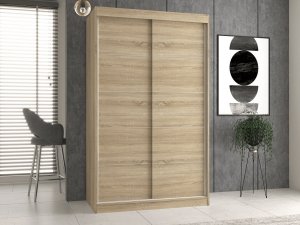 Topeshop SZAFA PRZESUWNA IGA 120 CM DRZWI ZE SZPROSAMI DĄB SONOMA 2