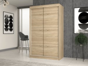 Topeshop SZAFA PRZESUWNA IGA 120 CM DRZWI ZE SZPROSAMI DĄB SONOMA 4