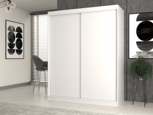 Topeshop SZAFA PRZESUWNA IGA 160 CM DRZWI PRZESUWNE PÓŁKI BIEL 3