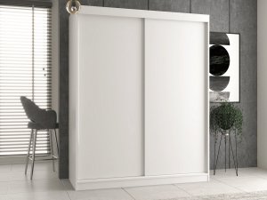 Topeshop SZAFA PRZESUWNA IGA 160 CM DRZWI PRZESUWNE PÓŁKI BIEL 5