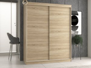Topeshop Szafa przesuwna IGA 160 CM drzwi przesuwne półki dąb Sonoma (IGA 160 SON B KPL) 2