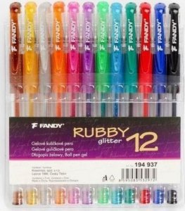 FANDY Długopis żelowy Rubby glitter 12 kolorów 1