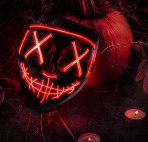 Korbi ŚWIECĄCA MASKA LED PURGE LEDOWA PRZEBRANIE RED 3