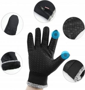 Korbi RĘKAWICE RĘKAWICZKI ROWEROWE WODOODPORNE DOTYK M 4