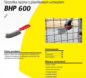 Klingspor K.SZCZOTKA RĘCZNA UCHWYT PLASTIKOWY BHP600 DRUT STALOWY 1