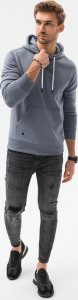 Ombre Bluza męska z kapturem BASIC B979 - jeansowa S 3