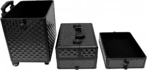 Apte MOBILNY KUFER KOSMETYCZNY Aluminiowy TROLLEY Duży 61x36cm czarny CA19A 6