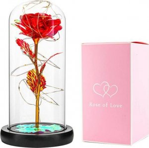 Apte WIECZNA RÓŻA w SZKLE Podświetlenie LED RGB złota AG776 2