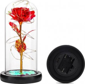 Apte WIECZNA RÓŻA w SZKLE Podświetlenie LED RGB złota AG776 4