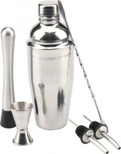 Apte ZESTAW BARMANA 6 elementów Shaker jJigger Miarka srebrny AG818 2