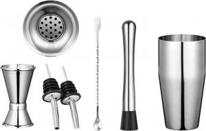 Apte ZESTAW BARMANA 6 elementów Shaker jJigger Miarka srebrny AG818 3