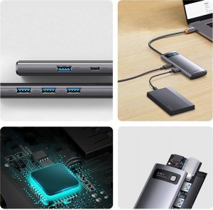 HUB USB Baseus 1x RJ-45 1x USB-C  + 3x USB-A 3.0 (WKWG070113) 2