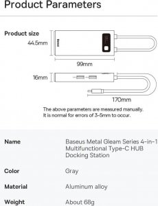 HUB USB Baseus 1x RJ-45 1x USB-C  + 3x USB-A 3.0 (WKWG070113) 21