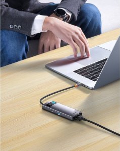 HUB USB Baseus 1x RJ-45 1x USB-C  + 3x USB-A 3.0 (WKWG070113) 5