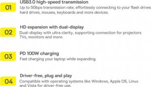 HUB USB Baseus 1x SD 1x microSD  + 4x USB-A 3.0 (WKWG030213) 3