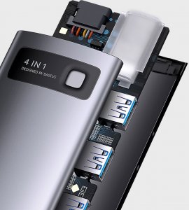 HUB USB Baseus 1x USB-C  + 4x USB-A 3.0 (WKWG070013) 12