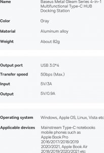 HUB USB Baseus 1x USB-C  + 4x USB-A 3.0 (WKWG070013) 26