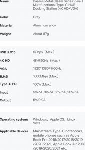 Stacja/replikator Baseus Metal Gleam USB-C (WKWG040013) 4
