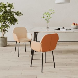 vidaXL vidaXL Krzesła stołowe, 2 szt., kremowe, tkanina i sztuczna skóra 1