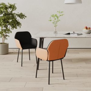 vidaXL vidaXL Krzesła stołowe, 2 szt., czarne, tkanina i sztuczna skóra 1