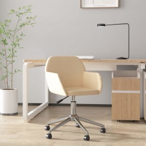 Krzesło biurowe vidaXL vidaXL Obrotowe krzesło biurowe, kremowe, tapicerowane tkaniną 1