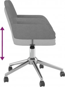 Krzesło biurowe vidaXL vidaXL Obrotowe krzesło biurowe, jasnoszare, tapicerowane tkaniną 6