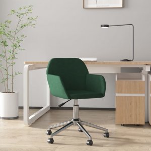 Krzesło biurowe vidaXL vidaXL Obrotowe krzesło biurowe, ciemnozielone, tapicerowane tkaniną 1