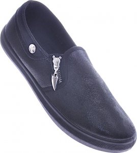 Pantofelek24 Wsuwane czarne damskie trampki slip on /D6-2 12542 T195/ 38 1