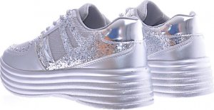 Pantofelek24 Sportowe damskie buty na platformie srebrne /G1-2 12514 T231/ 39 10