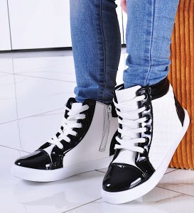 Pantofelek24 Wiosenne trampki sneakersy dla dziewczynki CZARNO-BIAŁE /B2-3 7423 S196/ 36 1