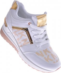 Pantofelek24 Białe trampki sneakersy na niskim koturnie /B5-3 12467 T630/ 40 2