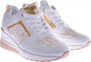 Pantofelek24 Białe trampki sneakersy na niskim koturnie /B5-3 12467 T630/ 40 5