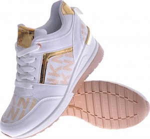 Pantofelek24 Białe trampki sneakersy na niskim koturnie /B5-3 12467 T630/ 40 6