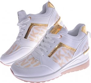 Pantofelek24 Białe trampki sneakersy na niskim koturnie /B5-3 12467 T630/ 40 8