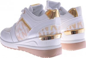 Pantofelek24 Białe trampki sneakersy na niskim koturnie /B5-3 12467 T630/ 40 9