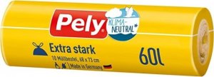 Pely (DE) Pely, Worki na śmieci bardzo mocne 60l, 10 sztuk (PRODUKT Z NIEMIEC) 1
