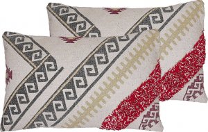 Beliani Lumarko 2 bawełniane poduszki dekoracyjne geometryczny wzór 30 x 50 cm wielokolorowe BETULA! 1