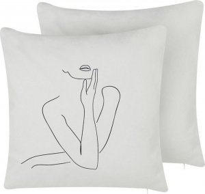 Beliani Lumarko 2 bawełniane poduszki dekoracyjne z motywem kobiety 45 x 45 cm białe MEADOWFOAM! 1