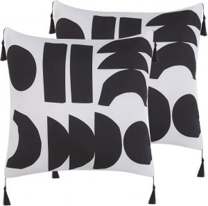 Beliani Lumarko 2 poduszki dekoracyjne w geometryczny wzór 45 x 45 cm białe z czarnym LIRIOPE! 1