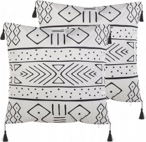 Beliani Lumarko 2 poduszki dekoracyjne w geometryczny wzór 45 x 45 cm białe z czarnym SCHEFFLERA! 1