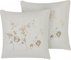 Beliani Lumarko 2 poduszki dekoracyjne z motywem roślinnym 45 x 45 cm złamana biel GOMPHRENA! 1