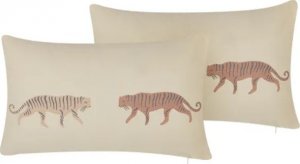 Beliani Lumarko 2 poduszki dekoracyjne z motywem tygrysa 30 x 50 cm beżowe NIEREMBERGIA! 1