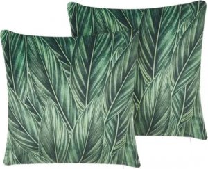Beliani Lumarko 2 welurowe poduszki dekoracyjne w liście 45 x 45 cm zielone DIASCIA! 1
