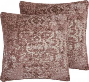 Beliani Lumarko 2 żakardowe poduszki dekoracyjne 45 x 45 cm różowe VAKAYAR! 1