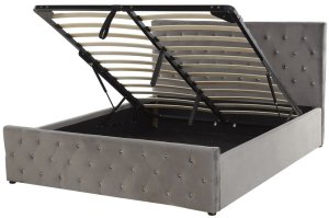 Beliani Łóżko z pojemnikiem welurowe 160 x 200 cm szare AMIENS! 15